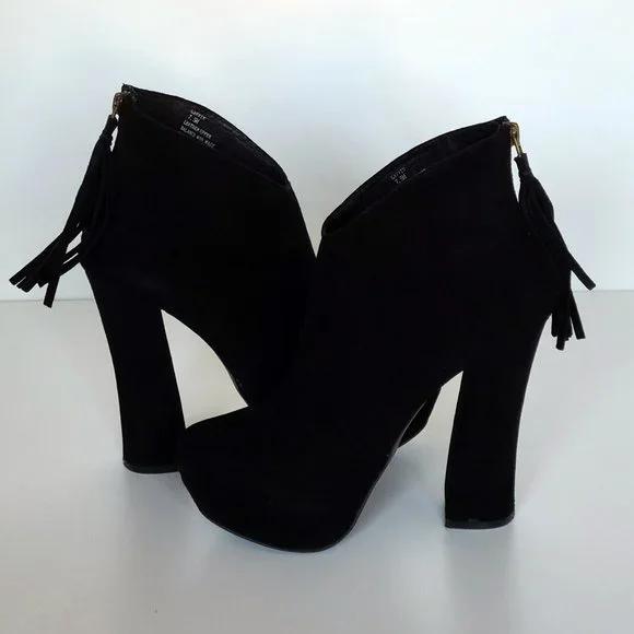 Black Suede Steve Madden Gavvin Platform Booties Size 7.5 - Picture 5 of 7